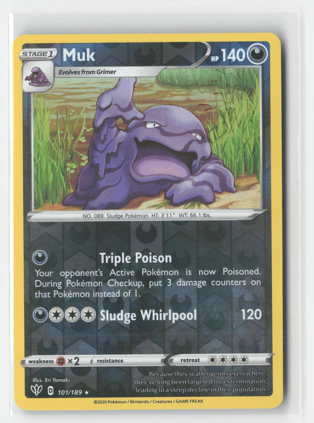 Muk Reverse Holo Darkness Ablaze 101/189 R Pokemon NM