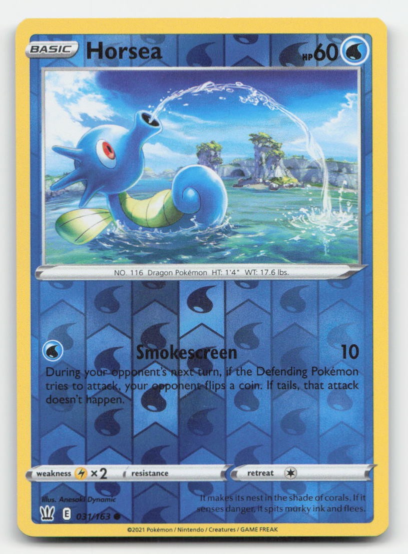 Horsea Reverse Holo Battle Styles 031/163 C Pokemon NM