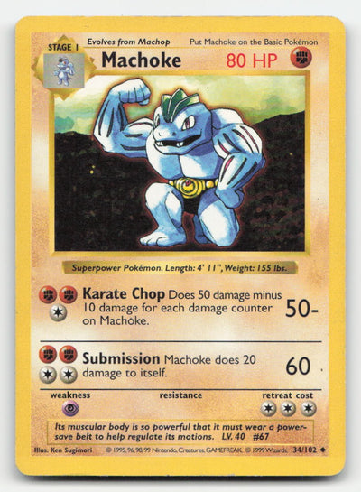 Machoke Base Set Shadowless 34/102 UC Pokemon HP