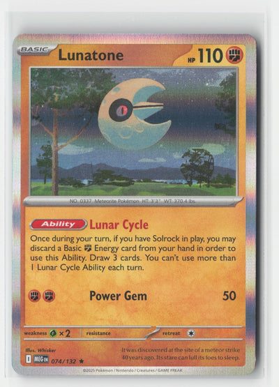 Lunatone Holo Mega Evolution 074/132 R Pokemon NM