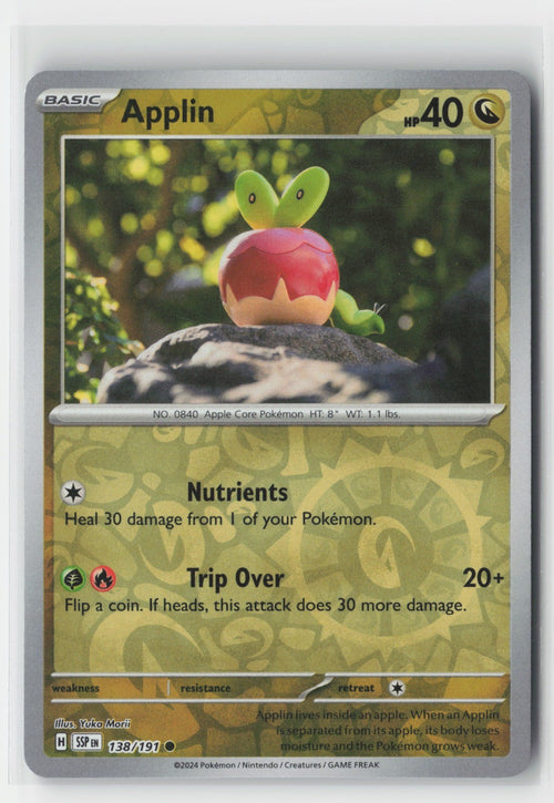 Applin Reverse Holo SV08: Surging Sparks SSP 138/191 Pokemon TCG