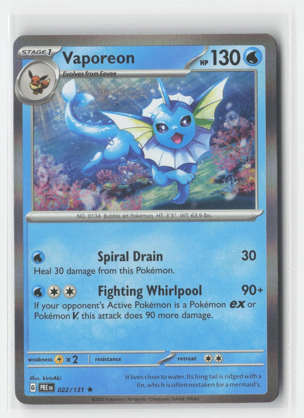 Vaporeon Holo Holo Prismatic Evolutions 022/131 R Pokemon NM