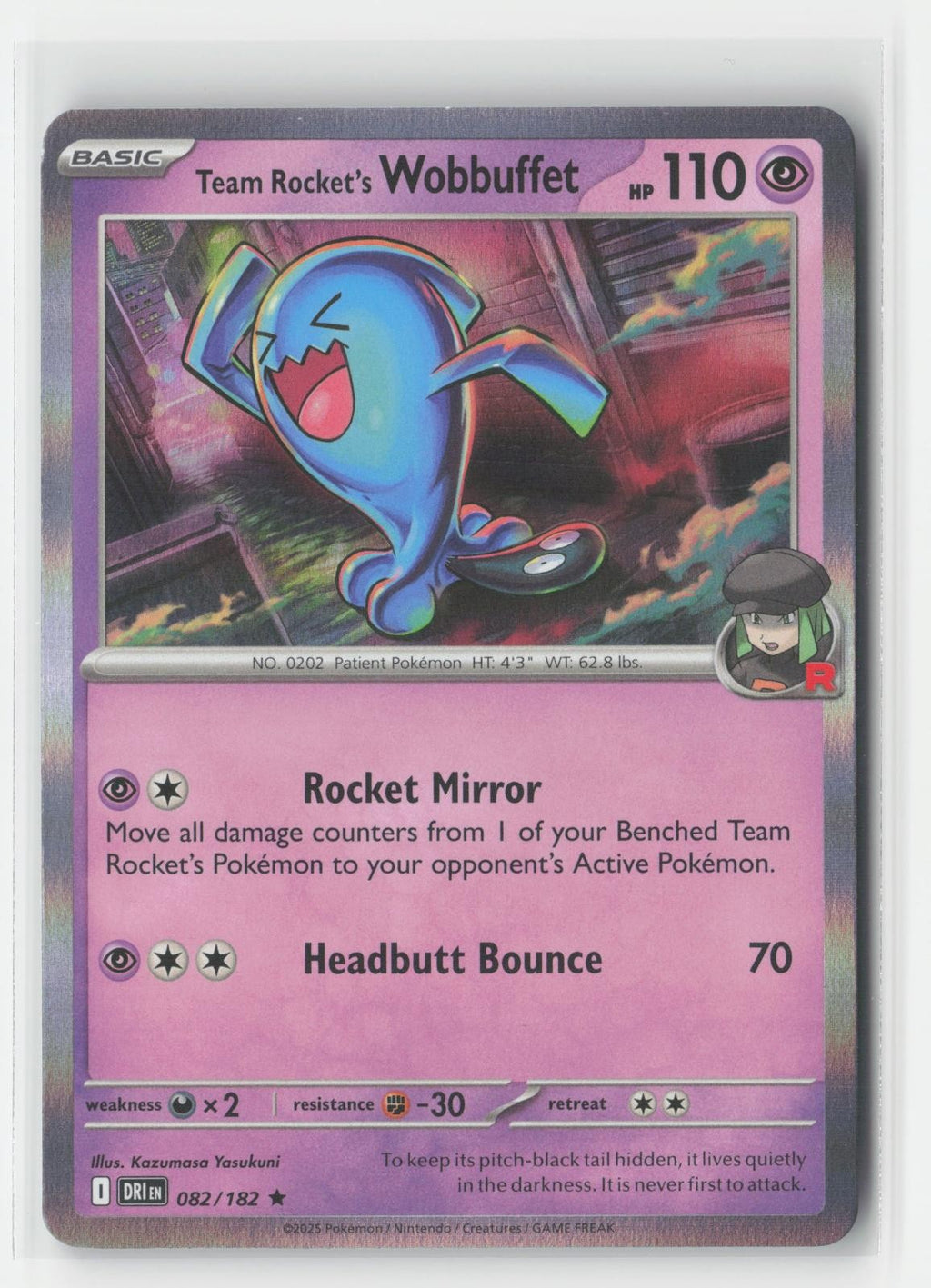 Team Rocket's Wobbuffet Holo Destined Rivals 082/182 R Pokemon NM