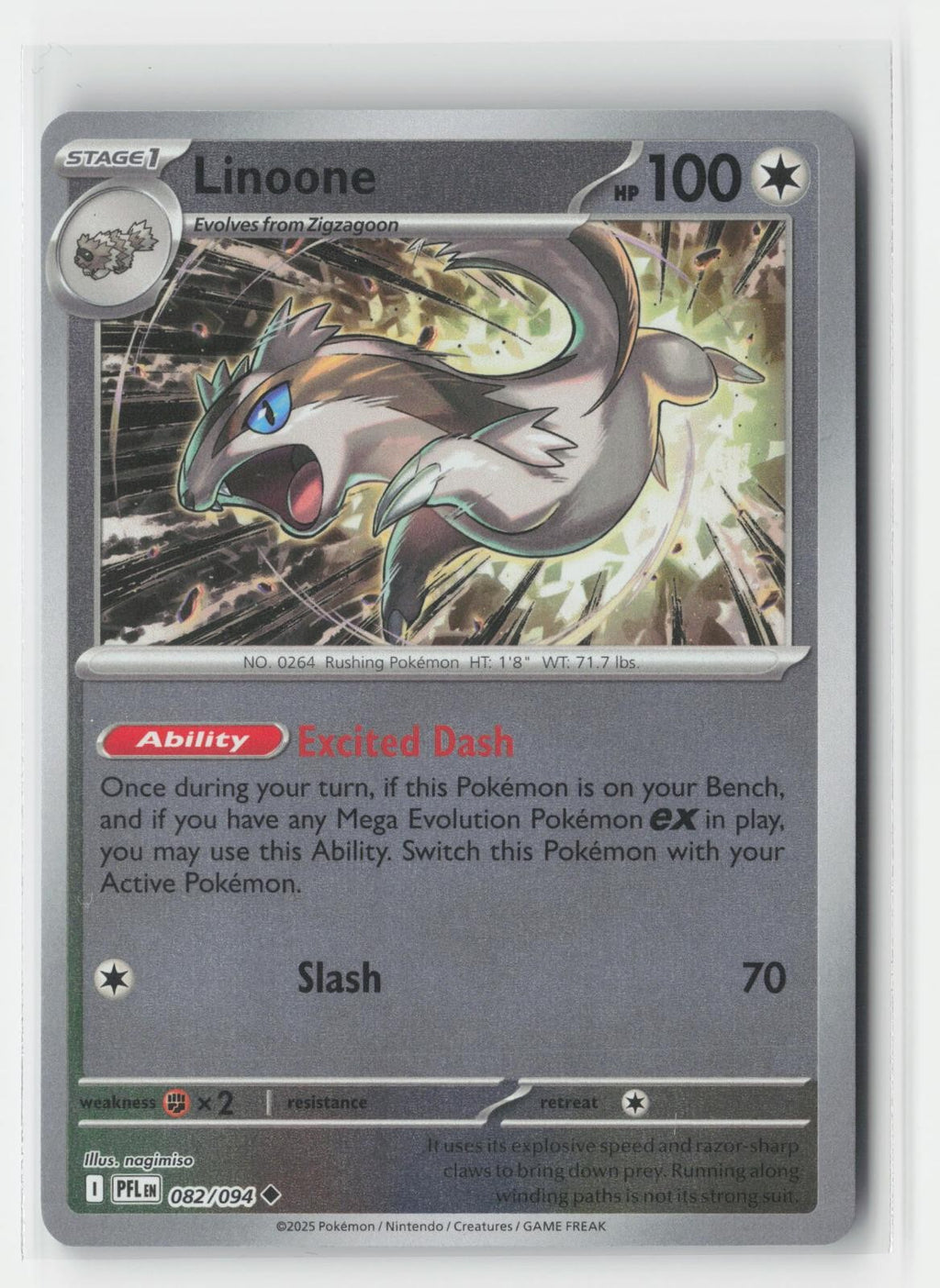 Linoone Reverse Holo Phantasmal Flames 082/094 UC Pokemon NM