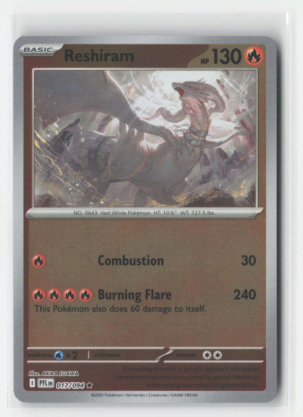 Reshiram Reverse Holo Phantasmal Flames 017/094 R Pokemon NM