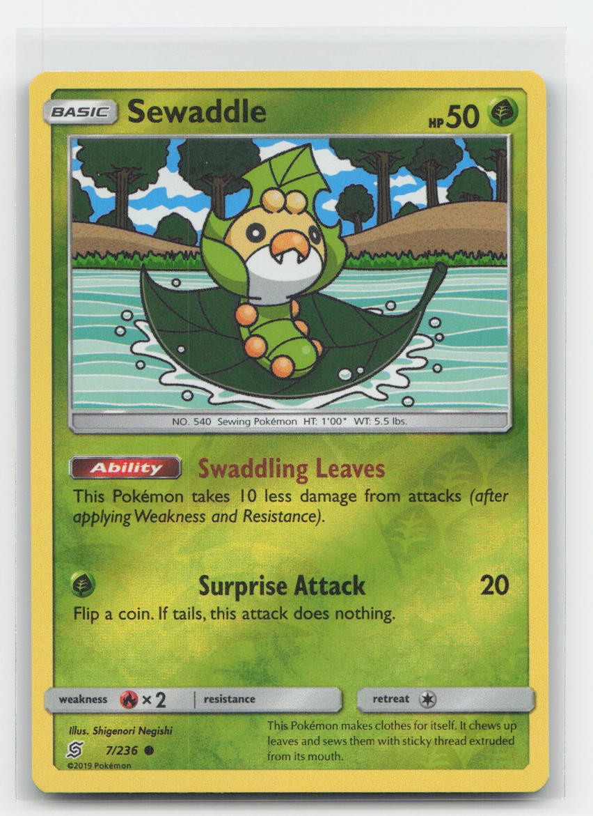 Sewaddle Reverse Holo Unified Minds 7/236 C Pokemon LP