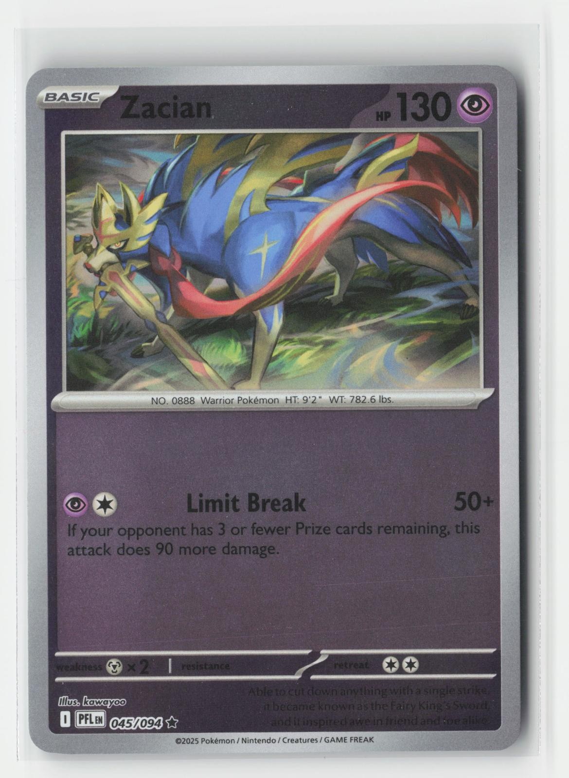 Zacian Reverse Holo Phantasmal Flames 045/094 R Pokemon NM
