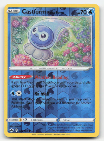 Castform Rainy Form Reverse Holo Chilling Reign 033/198 C Pokemon NM