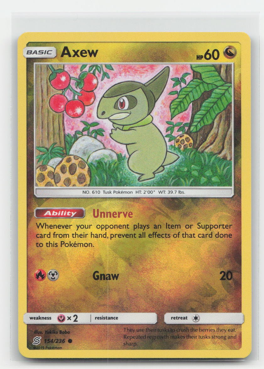 Axew Reverse Holo Unified Minds 154/236 C Pokemon NM