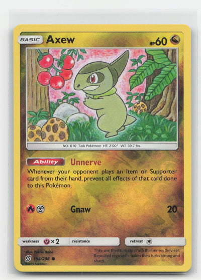Axew Reverse Holo Unified Minds 154/236 C Pokemon NM