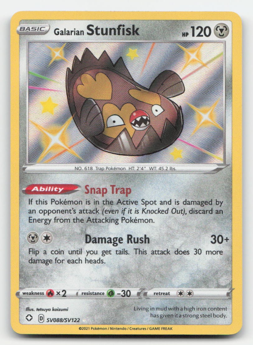 Galarian Stunfisk Shining Fates Shiny Vault SV088/SV122 Shiny Rare Pokemon NM