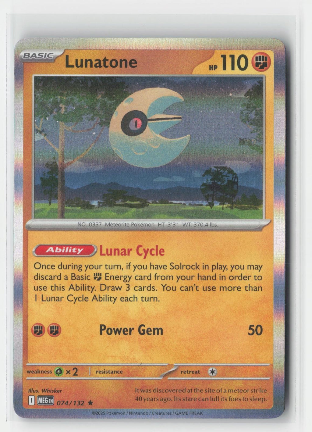 Lunatone Holo Mega Evolution 074/132 R Pokemon NM