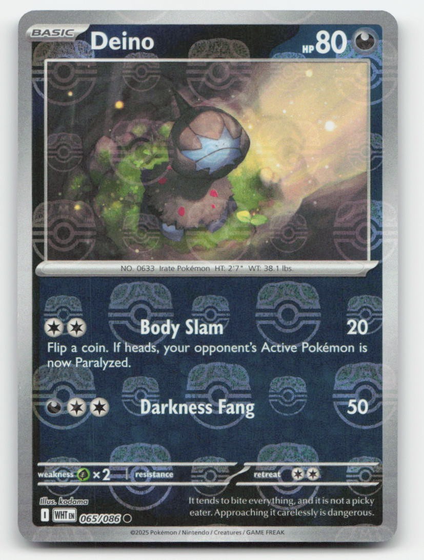 Deino (Master Ball Pattern) White Flare 065/086 C Pokemon NM