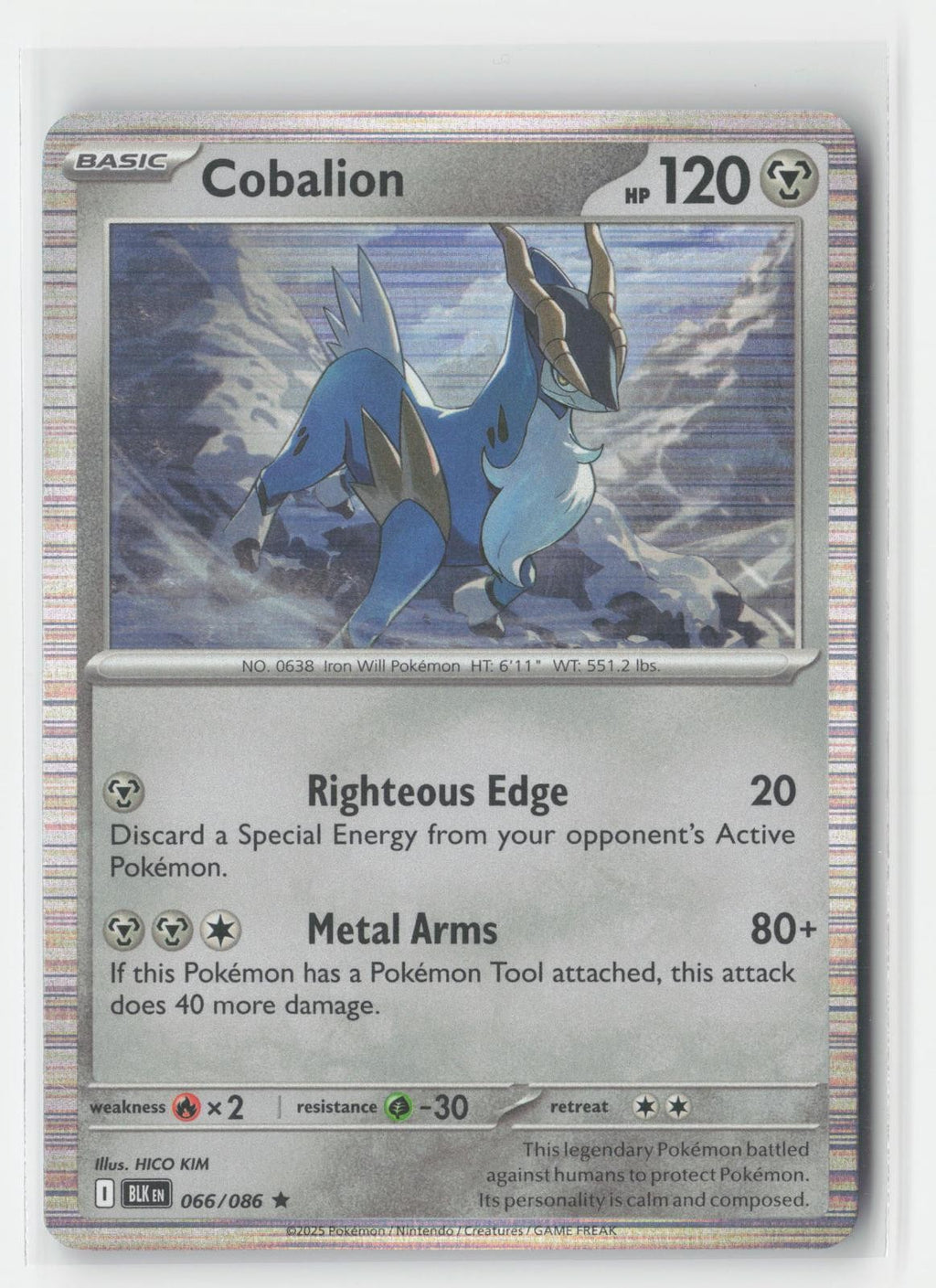 Cobalion Holo Holo Black Bolt 066/086 R Pokemon NM