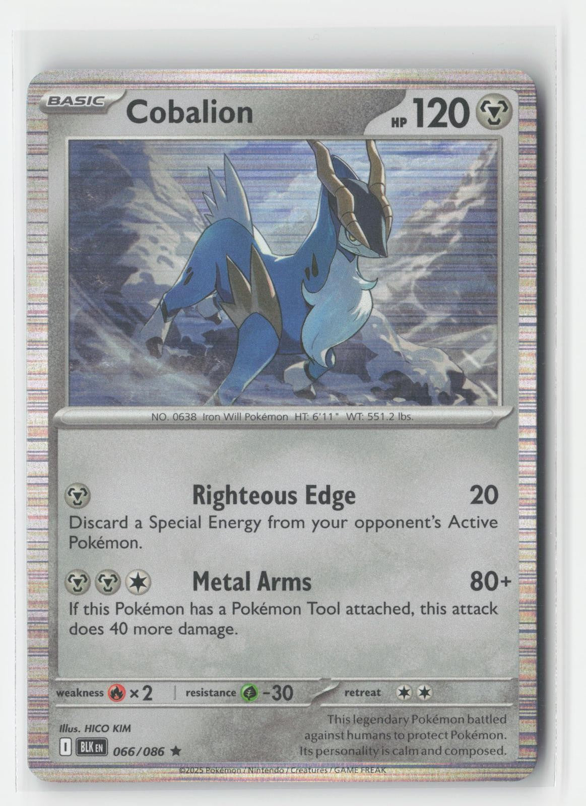 Cobalion Holo Holo Black Bolt 066/086 R Pokemon NM