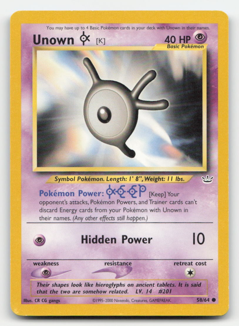 Unown [K] Unlimited Neo Revelation 58/64 C Pokemon NM