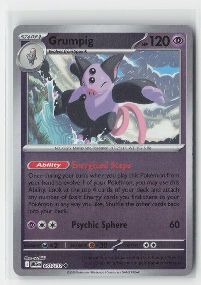 Grumpig Reverse Holo ME01: Mega Evolution MEG 063/132 Pokemon TCG