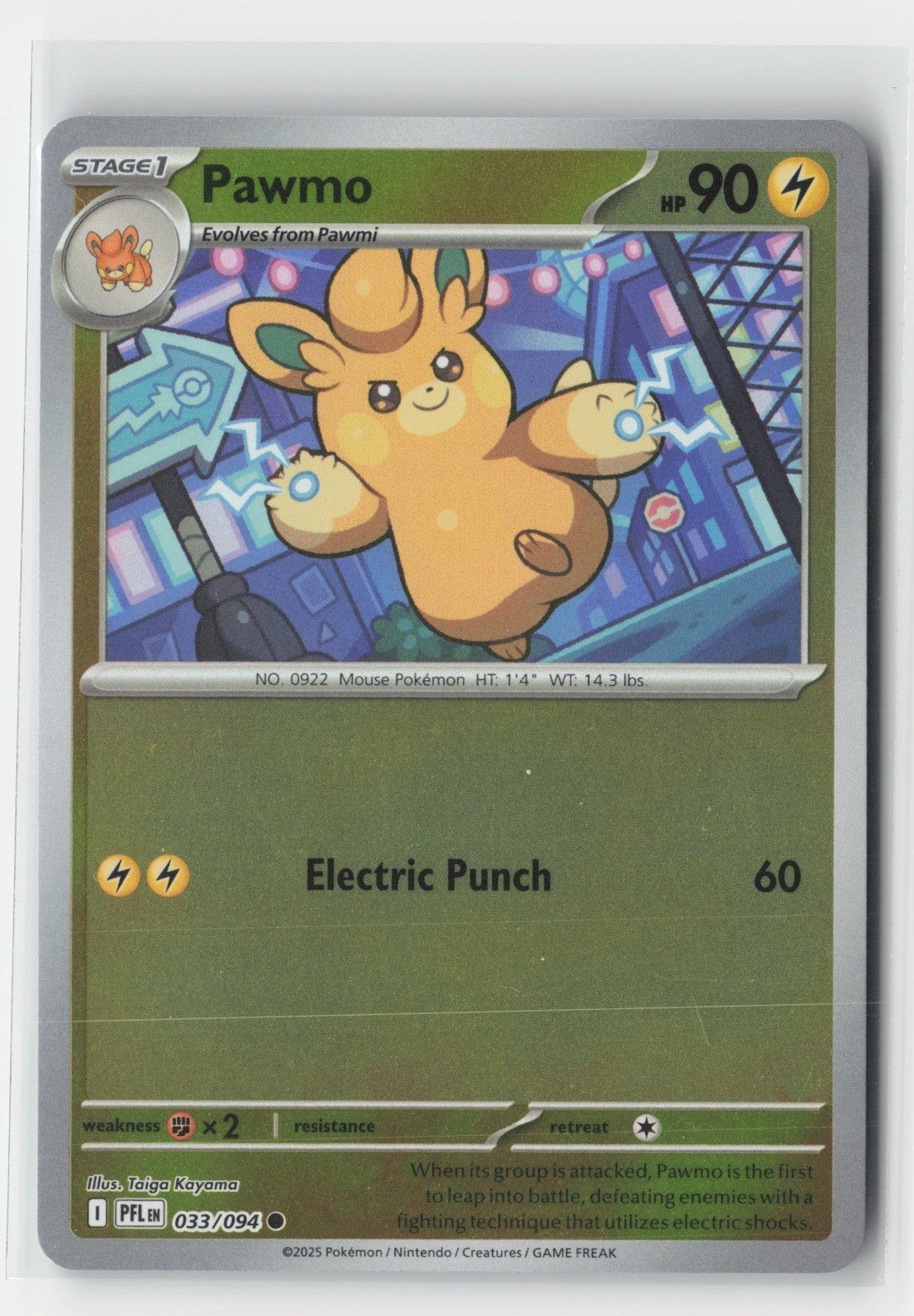 Pawmo Reverse Holo ME02: Phantasmal Flames PFL 033/094 Pokemon TCG