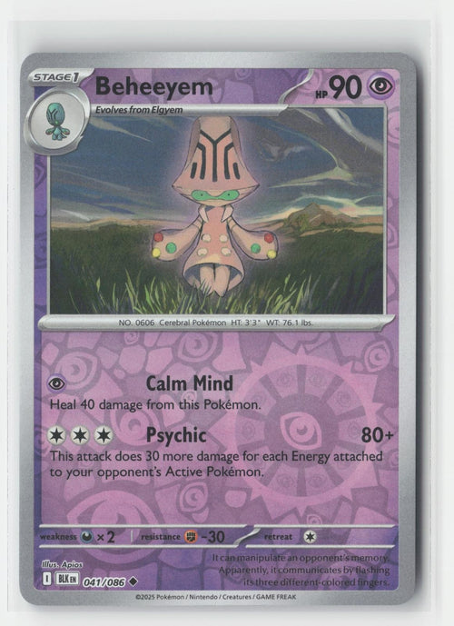 Beheeyem Reverse Holo Black Bolt 041/086 UC Pokemon NM