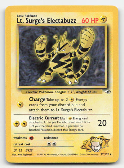 Lt. Surge's Electabuzz Unlimited Gym Heroes 27/132 R Pokemon LP