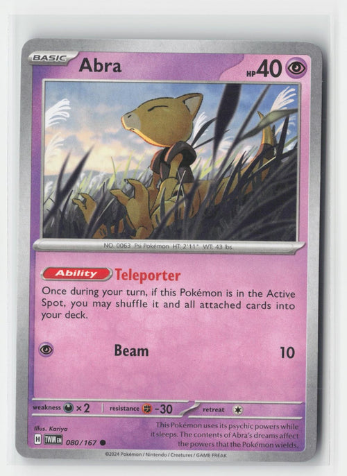 Abra Twilight Masquerade 080/167 C Pokemon NM