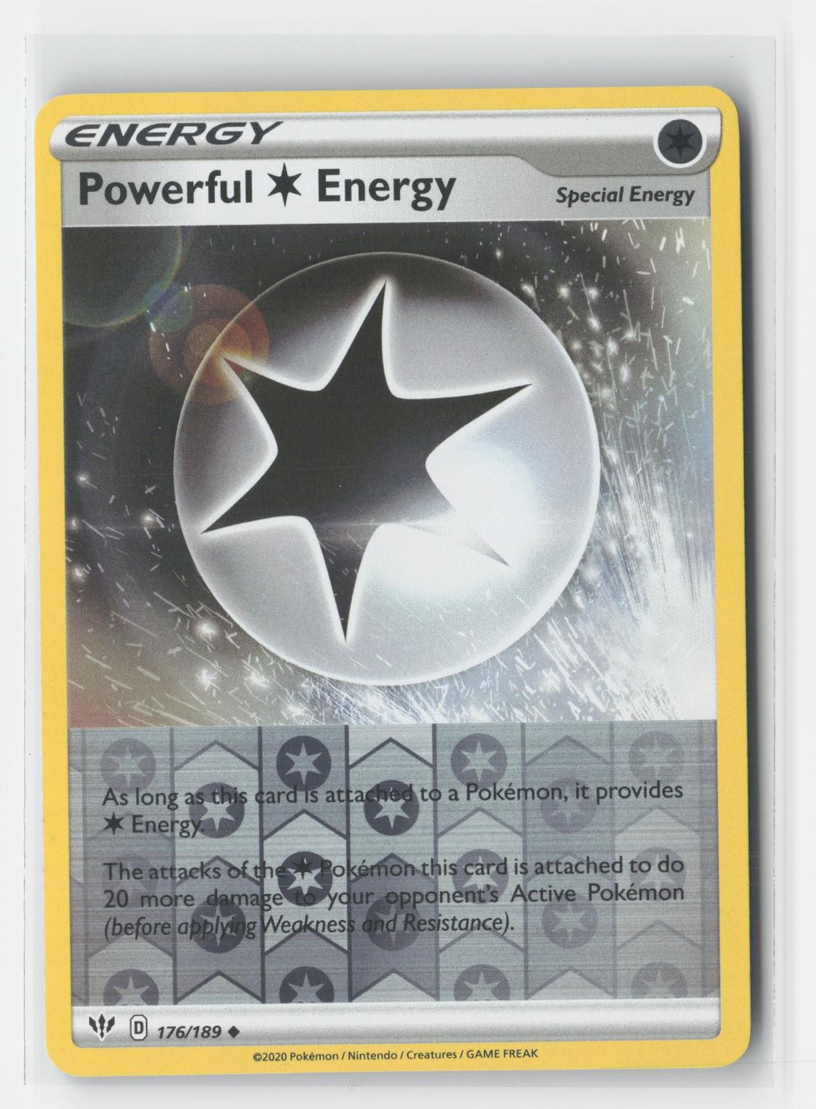 Powerful Colorless Energy Reverse Holo Darkness Ablaze 176/189 UC Pokemon NM