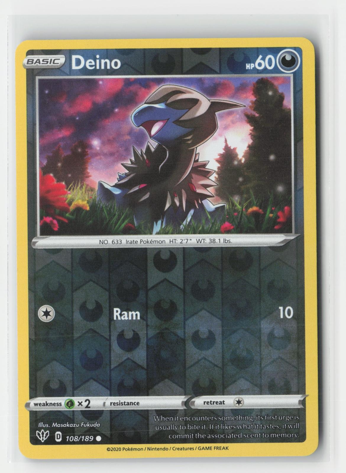 Deino Darkness Ablaze 108/189 C Pokemon Reverse Holo NM