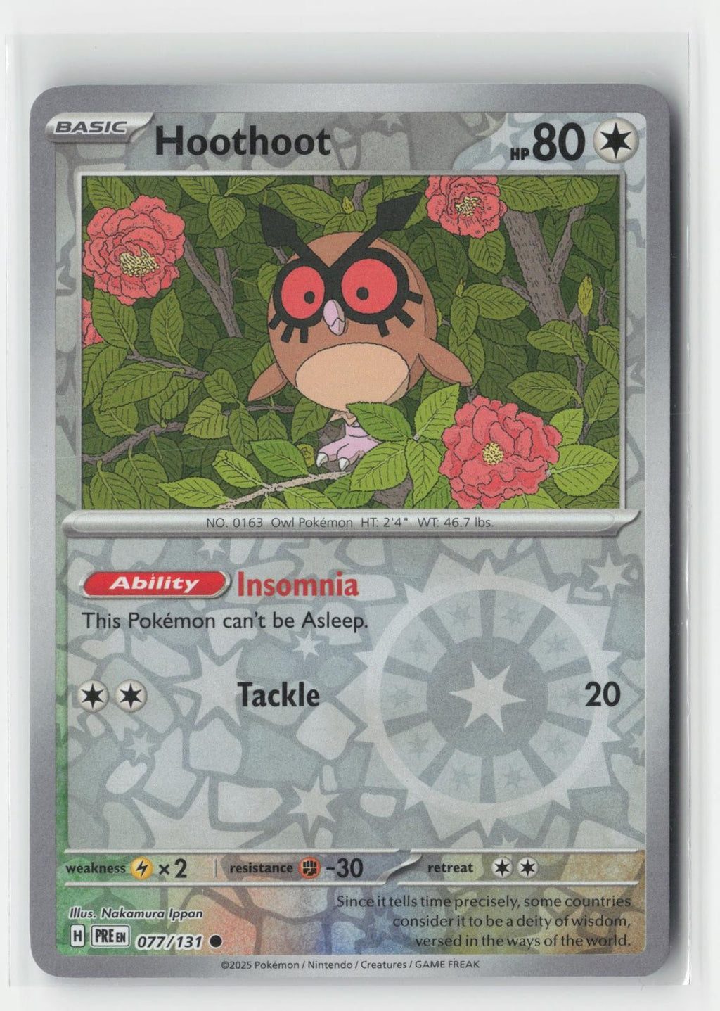 Hoothoot Prismatic Evolutions 077/131 C Pokemon Reverse Holo NM