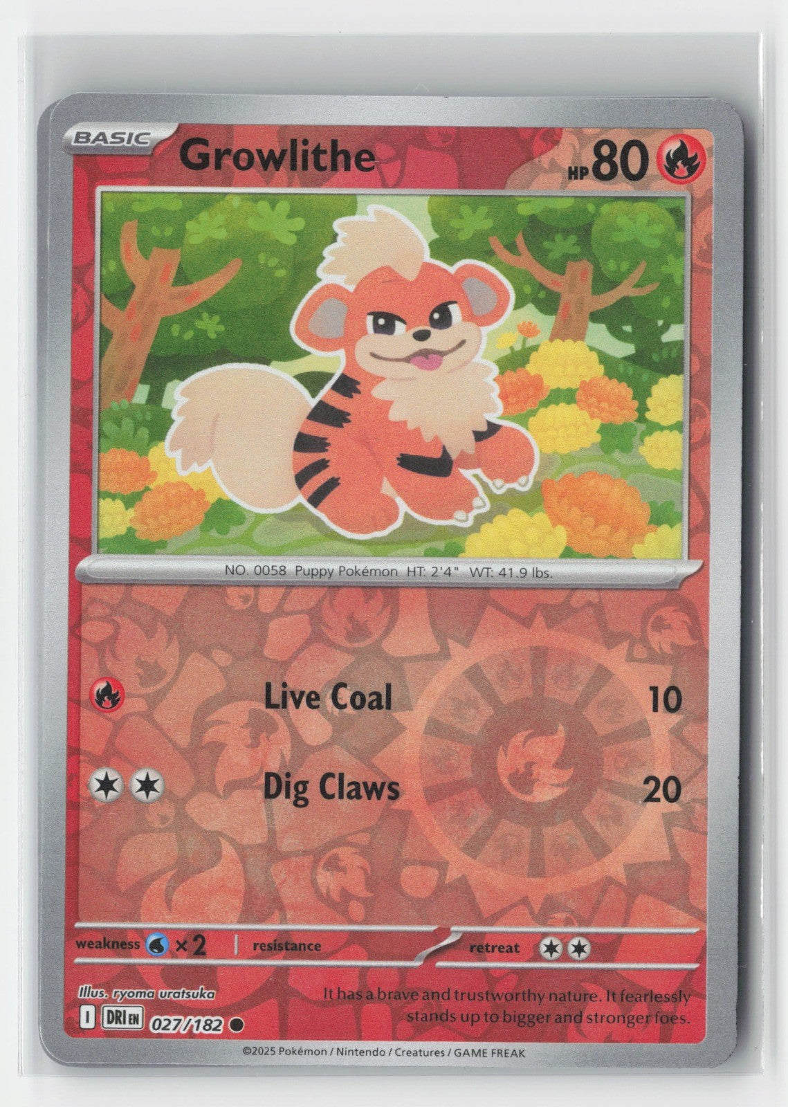 Growlithe Reverse Holo SV10: Destined Rivals DRI 027/182 Pokemon TCG