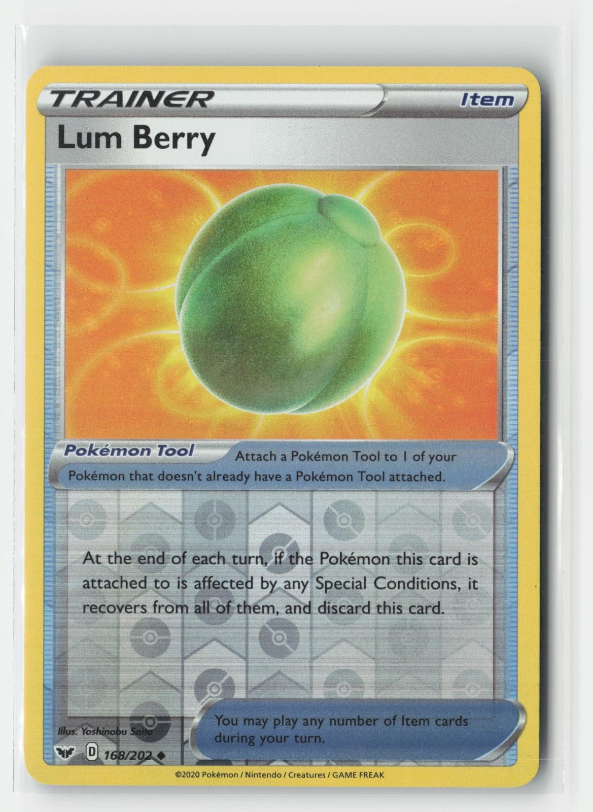 Lum Berry Sword & Shield 168/202 UC Pokemon Reverse Holo NM