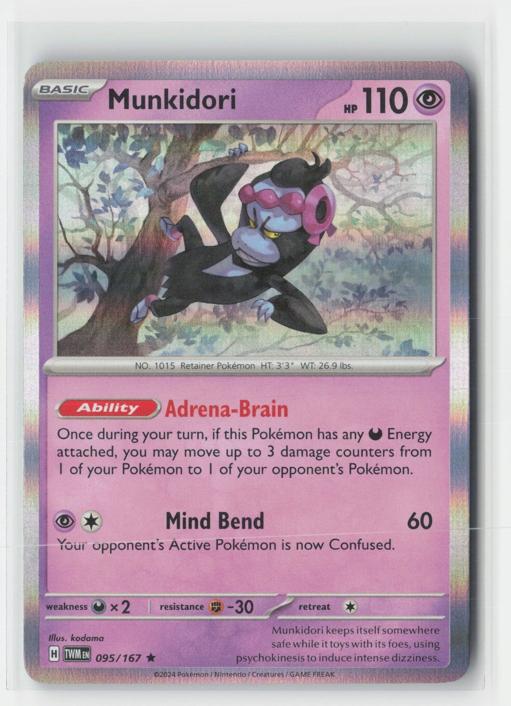 Munkidori Holofoil SV06: Twilight Masquerade TWM 095/167 Pokemon TCG