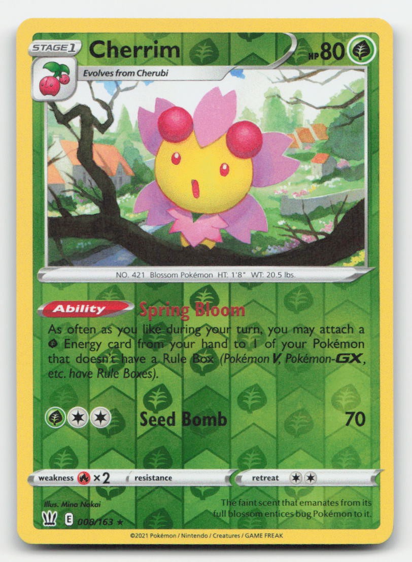 Cherrim Reverse Holo Holo Battle Styles 008/163 R Pokemon LP