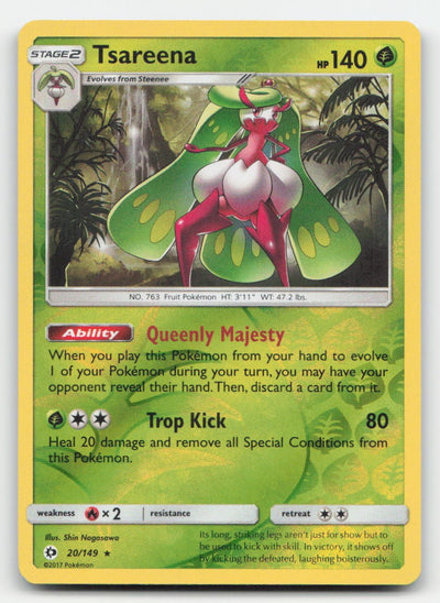 Tsareena Reverse Holo Holo SM Base Set 20/149 Holo Rare Pokemon NM