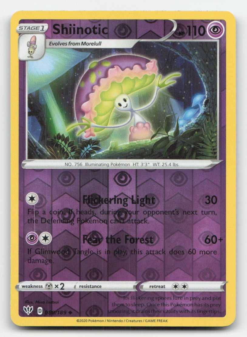 Shiinotic Reverse Holo Darkness Ablaze 080/189 UC Pokemon NM