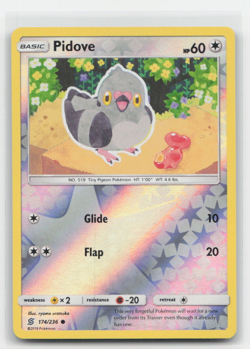 Pidove Reverse Holo Unified Minds 174/236 C Pokemon LP