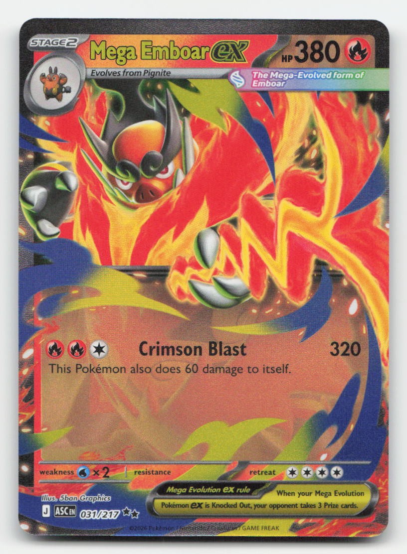 Mega Emboar ex Holo Ascended Heroes 031/217 Double Rare Pokemon NM