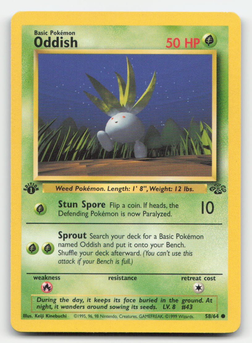 Oddish 1st Edition Jungle 58/64 C Pokemon LP