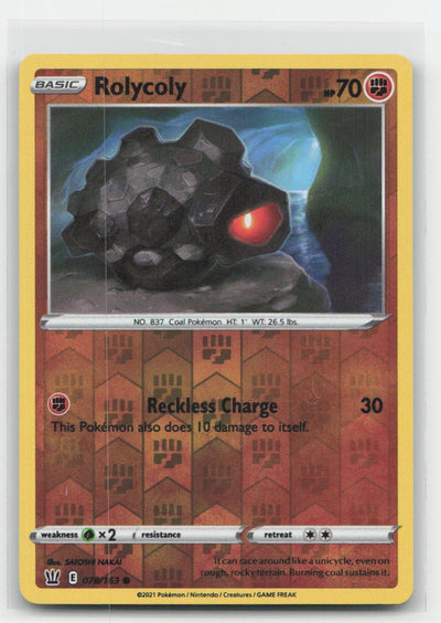 Rolycoly Reverse Holo Battle Styles 078/163 C Pokemon LP
