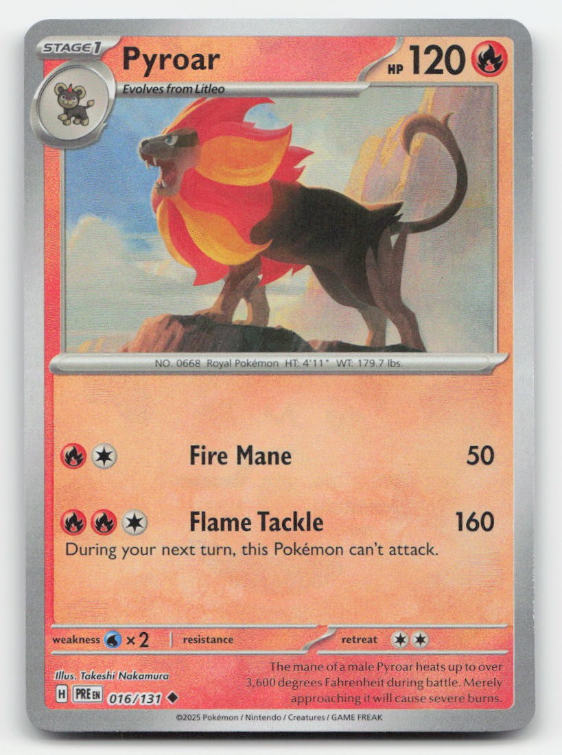 Pyroar (Master Ball Pattern) Prismatic Evolutions 016/131 UC Pokemon LP