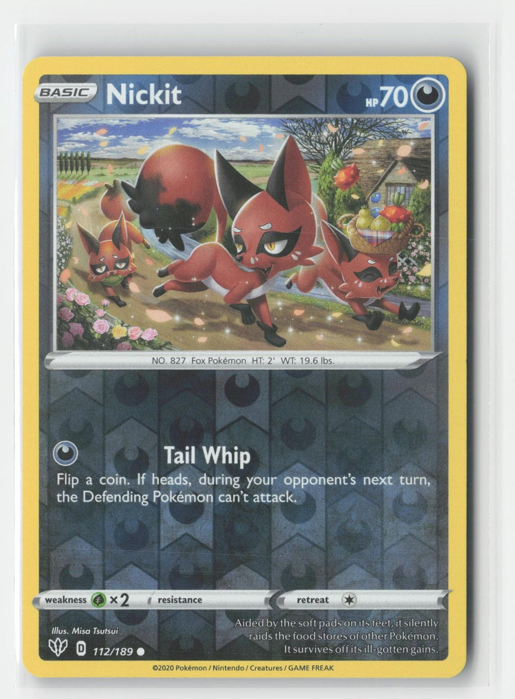 Nickit Reverse Holo Darkness Ablaze 112/189 C Pokemon NM