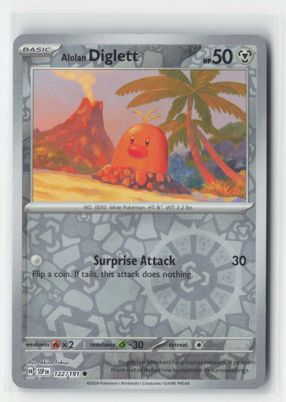 Alolan Diglett Reverse Holo Surging Sparks 122/191 C Pokemon NM