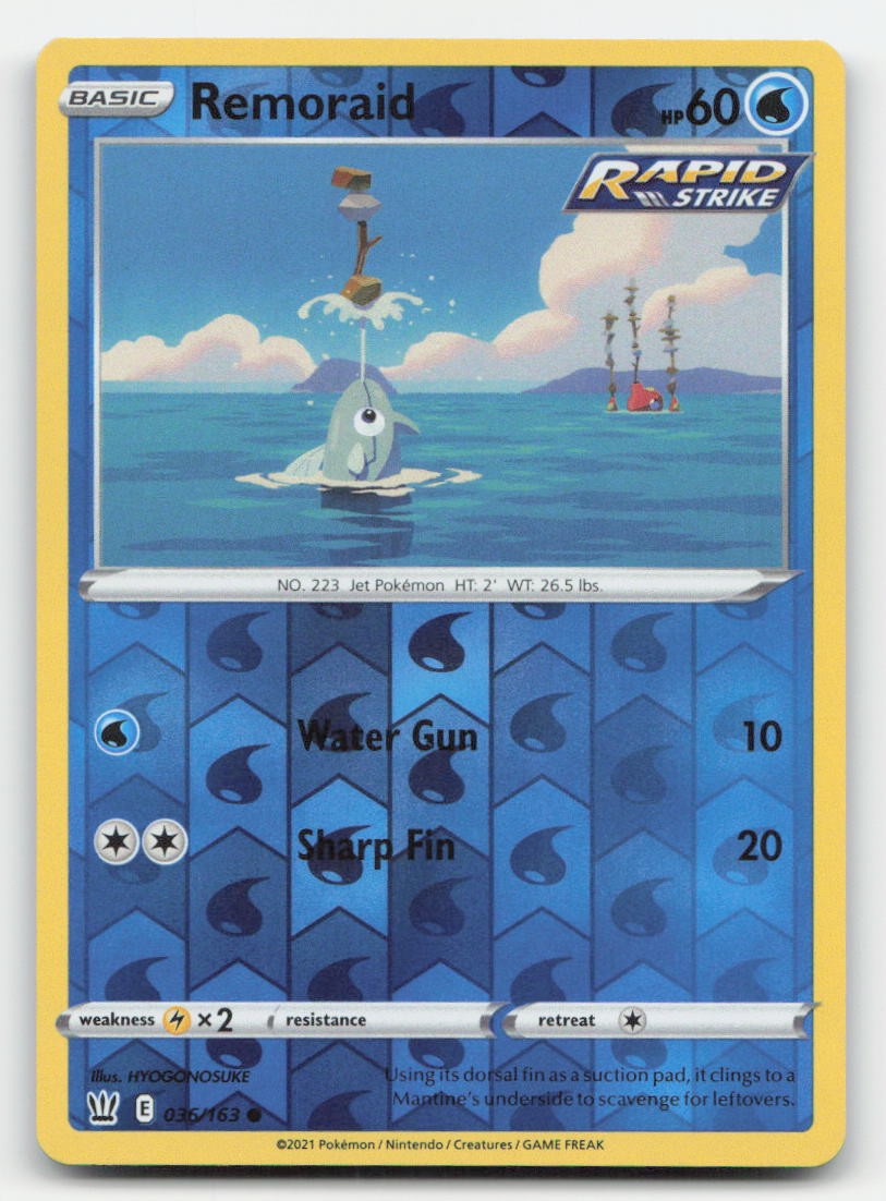 Remoraid Reverse Holo Battle Styles 036/163 C Pokemon NM
