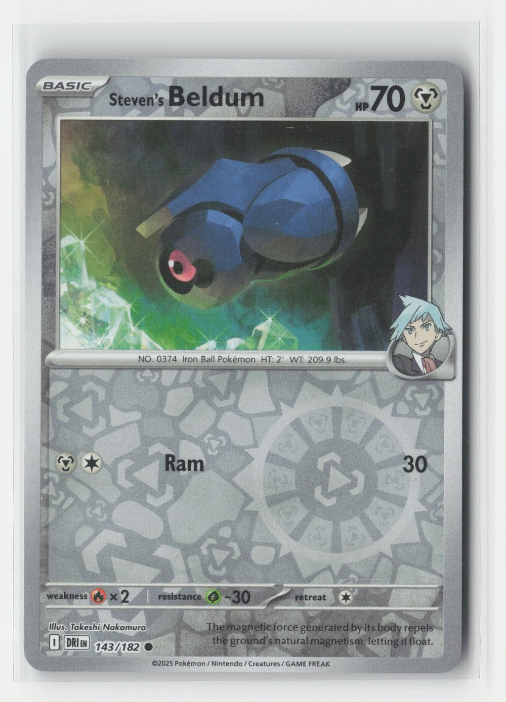 Steven's Beldum Reverse Holo Destined Rivals 143/182 C Pokemon NM