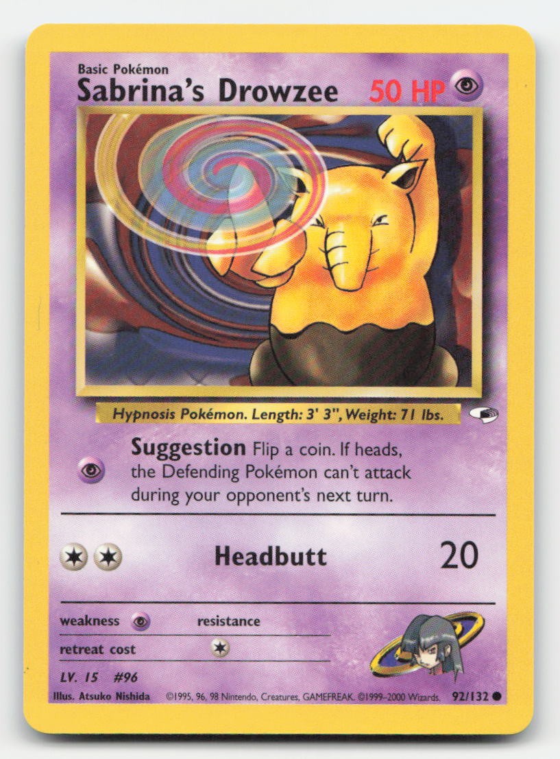 Sabrina's Drowzee Unlimited Gym Heroes 92/132 C Pokemon LP