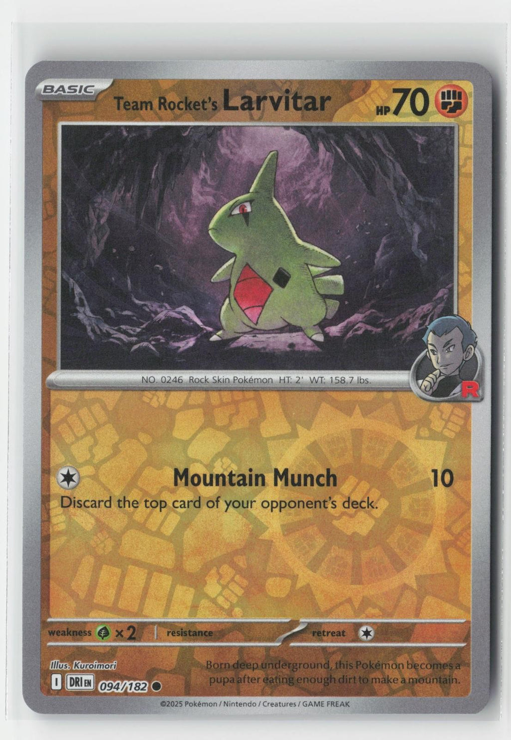 Team Rocket's Larvitar Reverse Holo Destined Rivals 094/182 C Pokemon NM