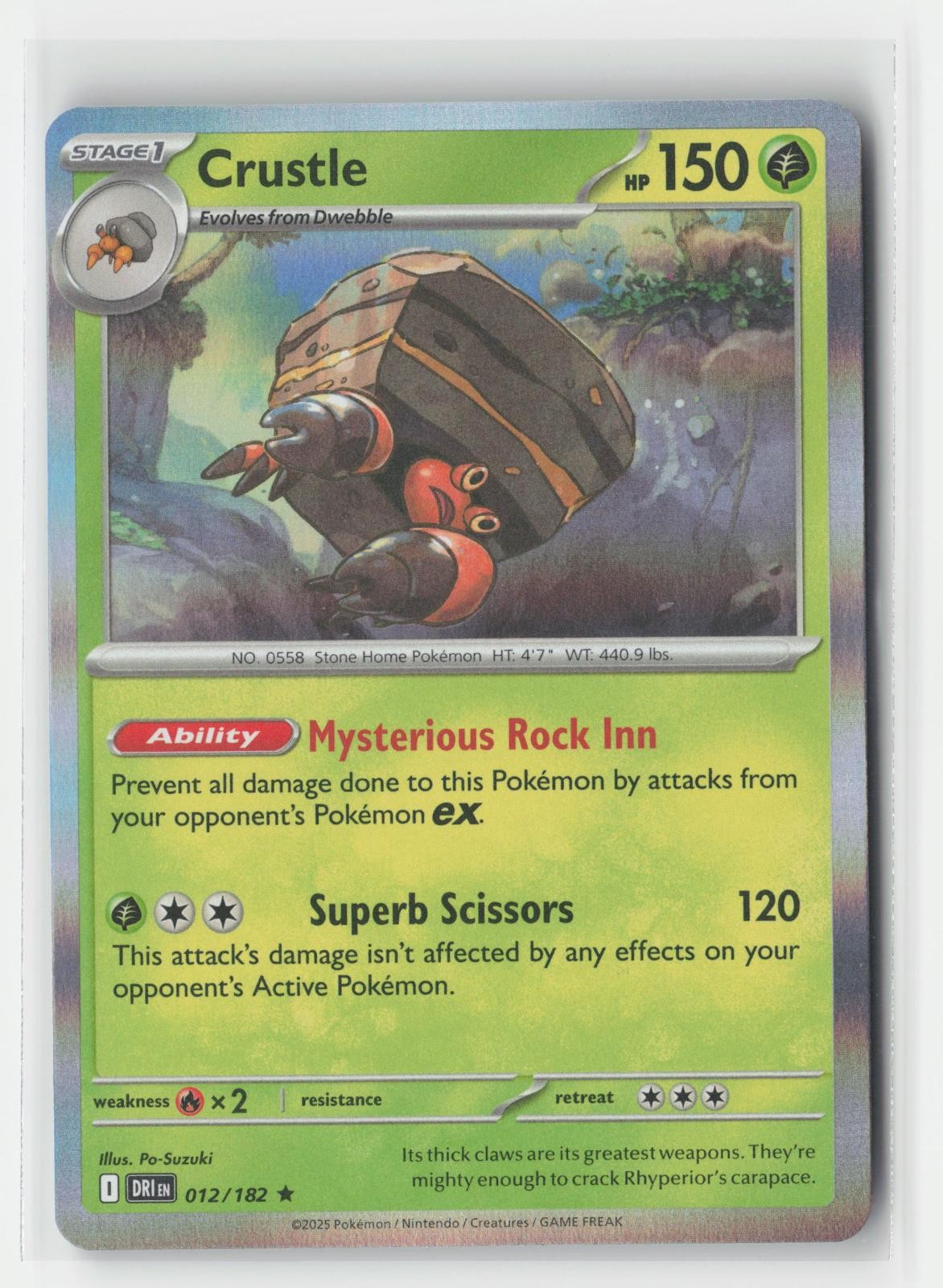 Crustle Holo Destined Rivals 012/182 R Pokemon NM