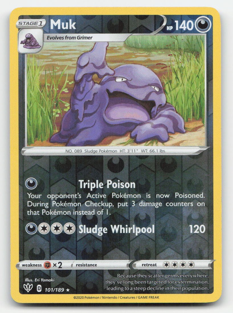 Muk Reverse Holo Darkness Ablaze 101/189 R Pokemon NM