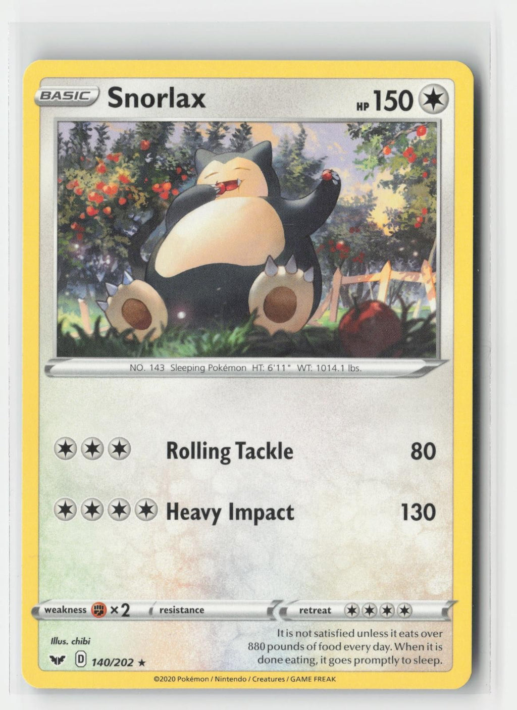 Snorlax Sword & Shield 140/202 R Pokemon MP