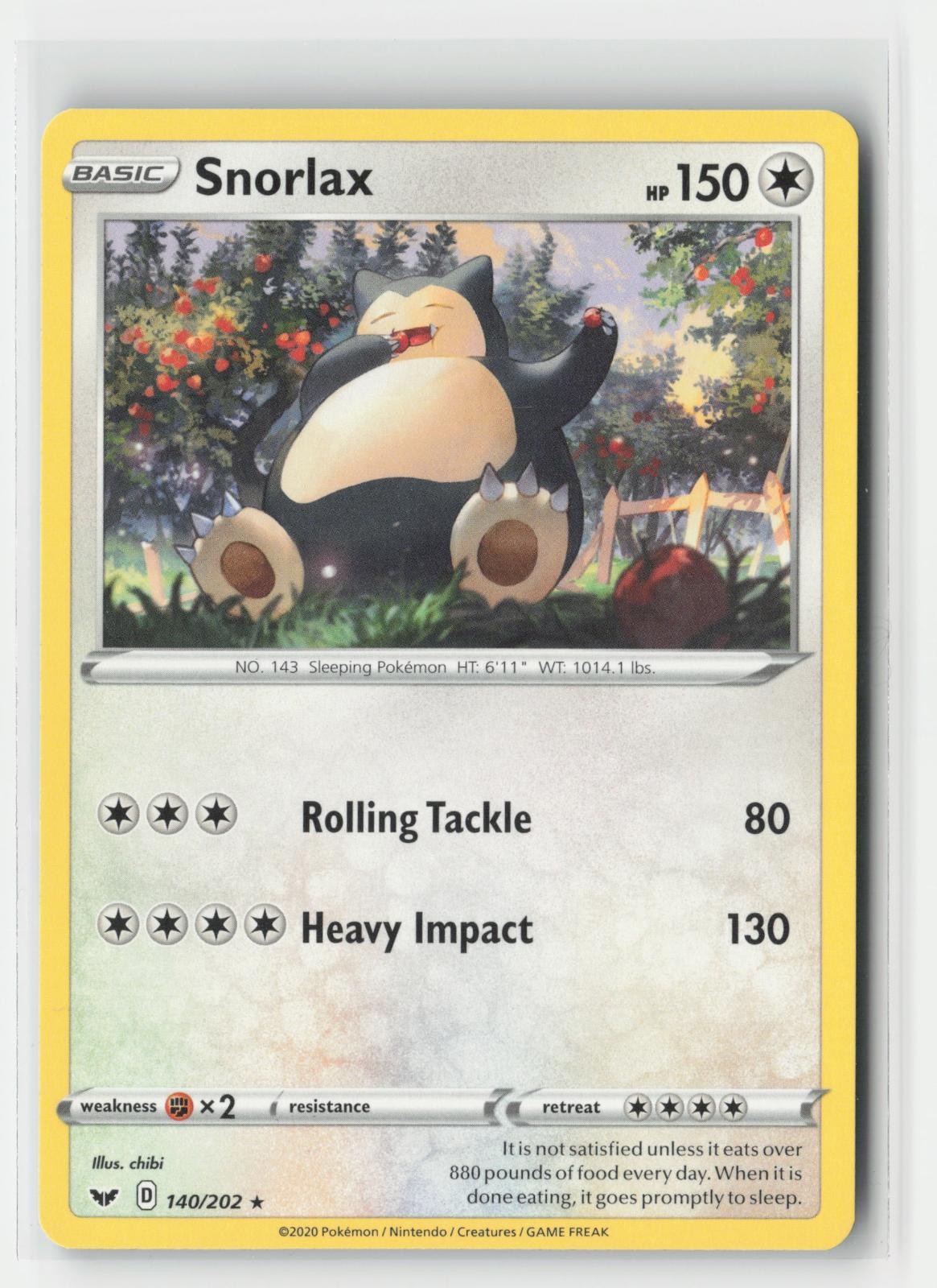 Snorlax Sword & Shield 140/202 R Pokemon MP