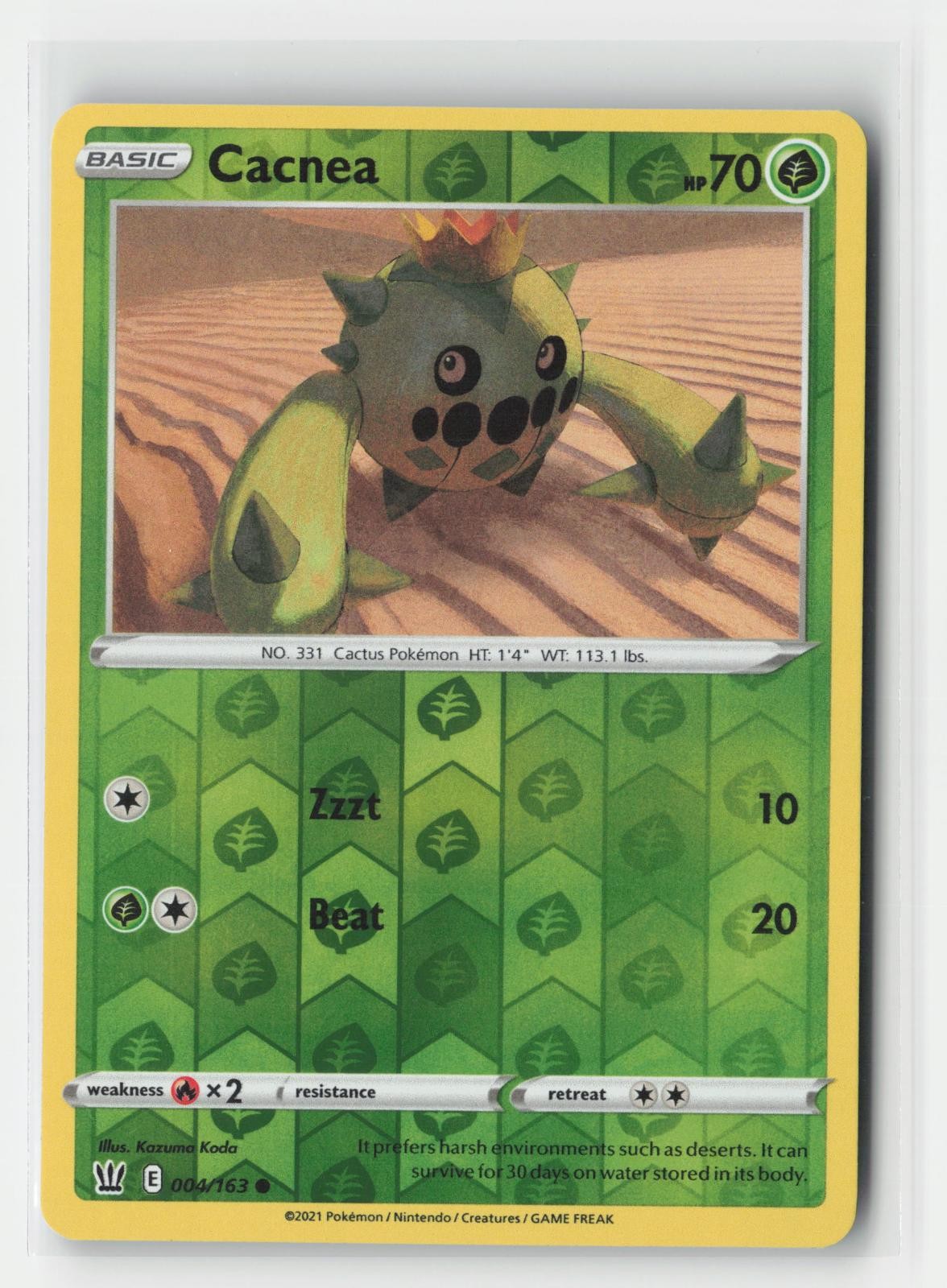 Cacnea Battle Styles 004/163 C Pokemon Reverse Holo NM